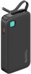USAMS XY vésztöltő USB+Type-C aljzat (10000mAh, 20W, PD gyorstöltő, LED kijelző + fix lightning kábel) FEKETE 10KCD22501 (10KCD22501)