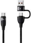 USAMS U85 töltőkábel 2in1 (Type-C/USB - Type-C, 100W, PD gyorstöltő, 120cm) FEKETE SJ654USB01 (SJ654USB01)