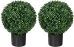 HOMCOM Műnövény szett, 2 db buxus, cserépben 52cm magas (830-818V00GN)