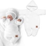 Baby Nellys téli kötött overál/overall kapucnival - fehér Velikost koj. oblečení: 62 (2-3m)