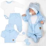 Baby Nellys Bordás szett, Star 5D, body, leggings, kabát, sapka, kesztyű - kék, fehér Velikost koj. oblečení: 68 (3-6m)