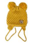 Baby Nellys Teddy Bear téli kötött sapka, mustár Velikost koj. oblečení: 68-80 (6-12m)