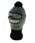 Baby Nellys Téli sapka/balaclava pomponnal - szürke szemüveggel