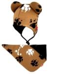 Bexa kétrétegű felköthető sapka fülekkel + sál - Paws, barna Velikost koj. oblečení: 92/98 (18-36m)