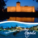 Ajándékgyár Plexi hűtőmágnes Gyula 57x57mm - Plexi hűtőmágnes 57x57mm 2 kép (Várfürdő este, Vár este (MM08)