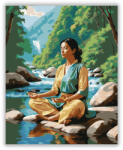  Meditáló Nő Folyóparti Természetben - számfestő készlet