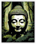 Számfestő Buddha Fej és Páfrányok Zen Kertben - számfestő készlet (crea6825)