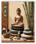  Buddha Szobor Gyertyákkal és Bambusszal - számfestő készlet