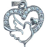 Flippy Pandantiv, Jolie Silver, Argint 925, Model Inima cu Porumbel, 20 x 15 mm, 1.5 g (teo-06024)