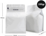  Pungă Pentru Cafea Box Bottom 250gr Zip Cu Supapă Albă 500 Buc