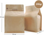  Pungă Pentru Cafea Box Bottom 250gr Zip Cu Supapă Kraft 500 Buc