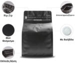  Pungă Pentru Cafea Box Bottom 250gr Zip Cu Supapă Neagră 100 Buc
