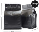  Pungă Pentru Cafea Box Bottom 250gr Zip Fără Supapă Negre 500 Buc