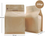  Pungă Pentru Cafea Box Bottom 250gr Zip Fără Supapă Kraft 100 Buc