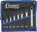 CONDOR Set de chei inelare cu capat dublu, 8 piese, plate, 6-22 mm, Condor 4408 (CR-4408)