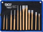BGS technic Set dalti si dornuri + puctator de centrare, 12 piese, BGS 1657 (B-1657) Dalta
