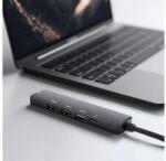 Somogyi Delight Multifunkciós adapter USB Hub-HDMI + Type-C 3.0 3xUSB-A, 1xType-C-5 Gbps 100W fekete 55064 (55064)