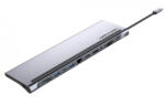Vention USB-C -> DP/HDMI/VGA/USB-C Gen 1/USB 3.0x2/USB 2.0/RJ45/SD/TF/TRRS 3.5mm/PD, 0, 25m (12 az 1-ben, szürke aluminum ötvözet), Dokkoló