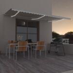 vidaXL krémszínű kézzel kihúzható LED-es napellenző 600 x 350 cm (3069042)