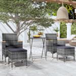 vidaXL 5 részes szürke polyrattan és edzett üveg kerti bisztrószett 3058395