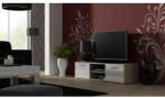 Cama MEBLE Comoda TV Cama Meble Soho 140, Stejar-Alb lucios (SOHORTV140DS/BI)