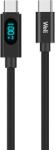 Well USB-C kábel - USB-C, 1m, 20V/5A 100W, fekete, töltő kijelző, Kút (CABLE-USBC/USBC-1BK10001-WL)