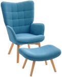 Homcom Karfás fotel lábtartóval, relax fotel, kárpitozott, kordbársony hatású, kék (839-455V00BU) - pepita