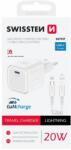 SWISSTEN GaN 20W Power Delivery Hálózati Gyorstöltő Usb-c Lightning kábel (22070140)