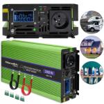 Qoltec Feszültség átalakító Qoltec töltéssel 12V 230V 2000W LCD Sinus