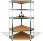 HD Regal Fémpolc állvány - sarok - 5 szintes - fém - max. 175 kg - 180 x 90 x 30 cm - mkaudio