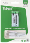 Tcbest újratölthető akkumulátor R3 (AAA) 220 mAh C típusú aljzattal + USB A - 2 x C típusú kábel 2 db