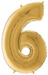  Héliumos fólia lufi, 6-os szám, 65 cm, arany - jatek21