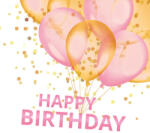 POL-MAK Happy Birthday Gold & Pink Balloons szalvéta 20 db-os 33x33 cm (PKK057104)