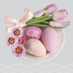 POL-MAK Húsvét Pink Tulips and Primroses szalvéta 20 db-os 33x33 cm (PKK035768)