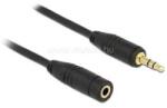 Delock hosszabbító kábel sztereó 3.5 mm jack 3 érintkezős apa > anya 0.5 méteres (fekete) (DL83762) (DL83762)