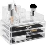 Compactor Nagy kozmetikai rendszerező - 3 fiók, felső tárolórekesz, átlátszó műanyag (RAN5055)