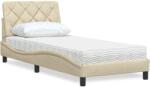 vidaXL ágy matraccal krém 90x190 cm szövet (3310711)