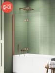 New Trendy New Soleo zuhanyparaván 110 cm kétrészes réz csiszolt/átlátszó üveg P-0137 (P0137)