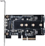 SilverStone SST-ECM27 M. 2/SATA adapterkártya, PCIe 4.0, 1x M-Key, 2x SATA 6G - alacsony profil (SST-ECM27)