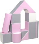 Vell Cubes din spumă - set uriaș de construcție 11 bucăți alb-roz deschis-gri