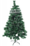 Flippy Brad artificial de Craciun tip pin inzapezit, inaltime 180 cm, diametru 105 cm, 260 ramuri cu ace 3D 12 cm, Flippy, verde cu varfuri ninse, suport metalic inclus (teo-111176)