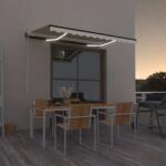 vidaXL sárga és fehér kézzel kihúzható LED-es napellenző 350 x 250 cm (3069083)