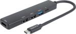 Delight USB 3.0 Type-C multiport adapter, HDMI, 2xUSB-A 2.0, USB-C PD max 100W, fekete (55064) (55064)