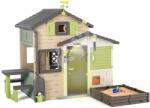 Smoby Căsuța Prietenilor cu spațiu pentru nisip lângă burlan Friends Evo Playhouse Life Smoby extensibilă în nuanțe naturale de maro (SM810253-2U) Casuta pentru copii