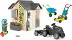 Smoby Set căsuța grădinarului cu tractor cu remorcă Farmer XL Garden House Life Smoby și mașină de tuns iarba cu unelte de grădină (SM810408-15) Casuta pentru copii