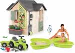 Smoby Set căsuța grădinarului cu nisipar cu apă Garden House Life Smoby extensibilă și babytaxiu tractor cu remorcă (SM810408-17) Casuta pentru copii
