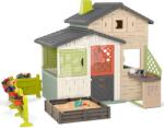 Smoby Casă a prietenilor cu grădină și loc de joacă cu nisip Friends Evo Playhouse Life Smoby extensibil în culoarea maro natural (SM810253-2CZ) Casuta pentru copii
