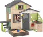 Smoby Căsuța Prietenilor cu pătuț cu nisip în grădină Friends Evo Playhouse Life Smoby Extensibilă în nuanțe naturale de maro (SM810253-2S) Casuta pentru copii