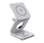 BlitzWolf BW-IW30 Asztali Töltőállvány 3in1 15 W, Apple Watch Töltő, Ezüst