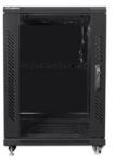 Lanberg FF01-6615-12B 19" 15U SZÉL: 600mm MÉLY: 600mm MAG: 848mm lapraszerelt üvegajtós fekete rack szekrény (FF01-6615-12B) - pcx